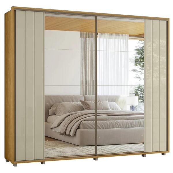 Guarda Roupa Casal 278cm 2 Portas 8 Espelhos Mya Opala/cu...