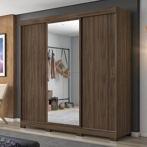 Guarda Roupa Casal 2 Espelhos 3 Portas De Correr 4 Gavetas No
