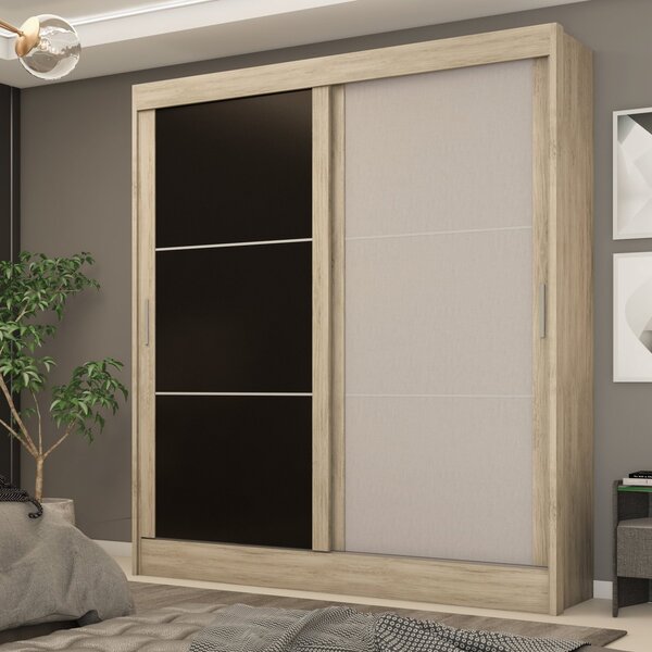 Guarda Roupa Casal 2 Portas 2 Gavetas Andros Carvalho/preto