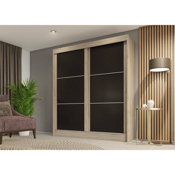 Guarda Roupa Casal 2 Portas 2 Gavetas Malta Carvalho/preto