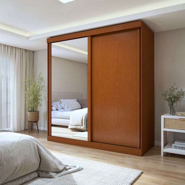 Guarda-roupa Casal 2 Portas 2 Gavetas Zeine Com Espelho