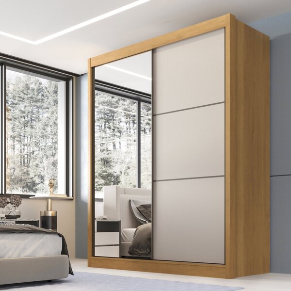 Guarda Roupa Casal 2 Portas 3 Gavetas Com Espelho 100% Mdf Gr