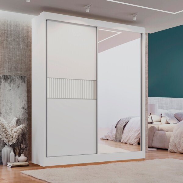 Guarda Roupa Casal 2 Portas 3 Gavetas Com Espelho 100% Mdf Gr