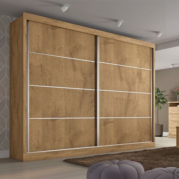 Guarda Roupa Casal 2 Portas 4 Gavetas - Verona-amêndoa - Made