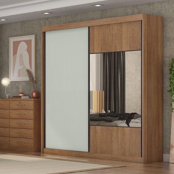 Guarda Roupa Casal 2 Portas 6 Gavetas 100% Mdf Com Espelho Tr