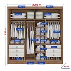 Guarda-roupa Casal 2 Portas 6 Gavetas 100% Mdf Hawai Ripado O