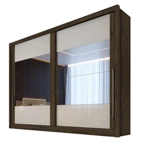 Guarda Roupa Casal 2 Portas 6 Gavetas Com Espelho Saigon Plus