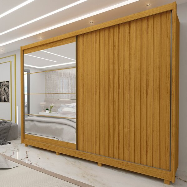 Guarda Roupa Casal 2 Portas 7 Gavetas Com Espelho Apolo Geliu