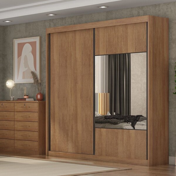 Guarda Roupa Casal 2 Portas 8 Gavetas 100% Mdf Com Espelh...