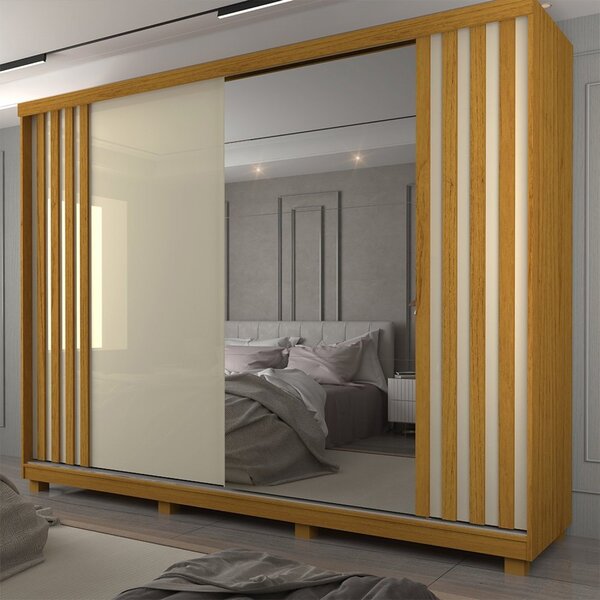 Guarda Roupa Casal 2 Portas Com 1 Porta Espelho Com Pés Ares