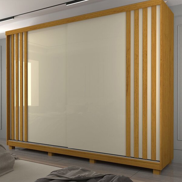 Guarda-roupa Casal 2 Portas Com Pés Ares Ripado 100% Mdf Natu