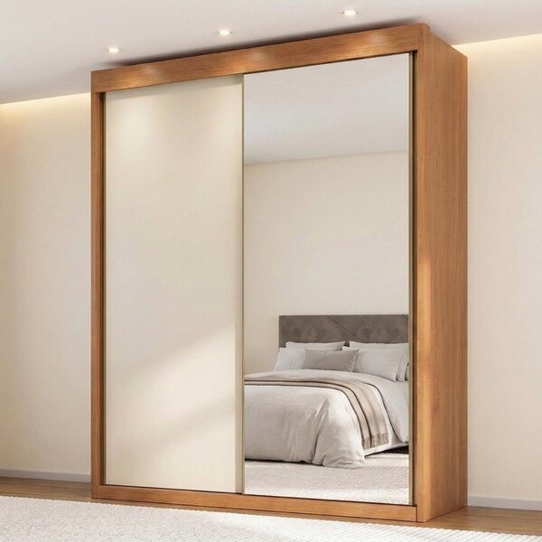 Guarda-roupa Casal 2 Portas De Correr 100% Mdf Chicago Cinamo