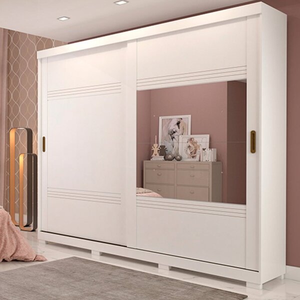 Guarda-roupa Casal 2 Portas De Correr 2 Espelhos 243cm 100% M