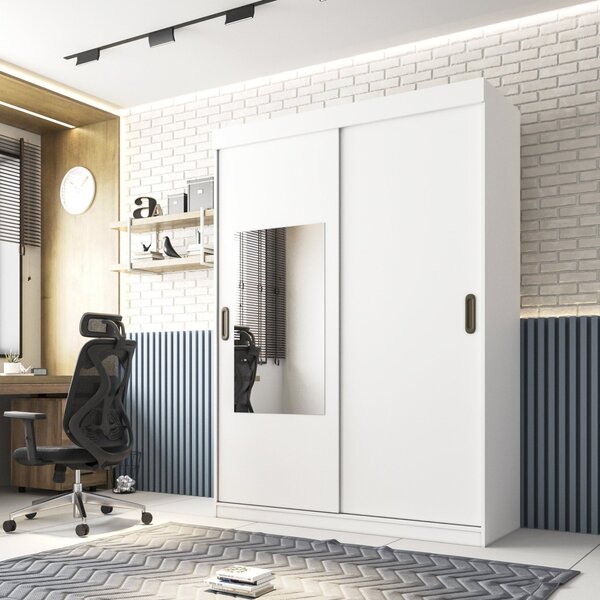 Guarda Roupa Casal 2 Portas De Correr 2 Gavetas Com Espelho I