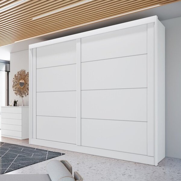 Guarda Roupa Casal 2 Portas De Correr 4 Gavetas Viena  Branco