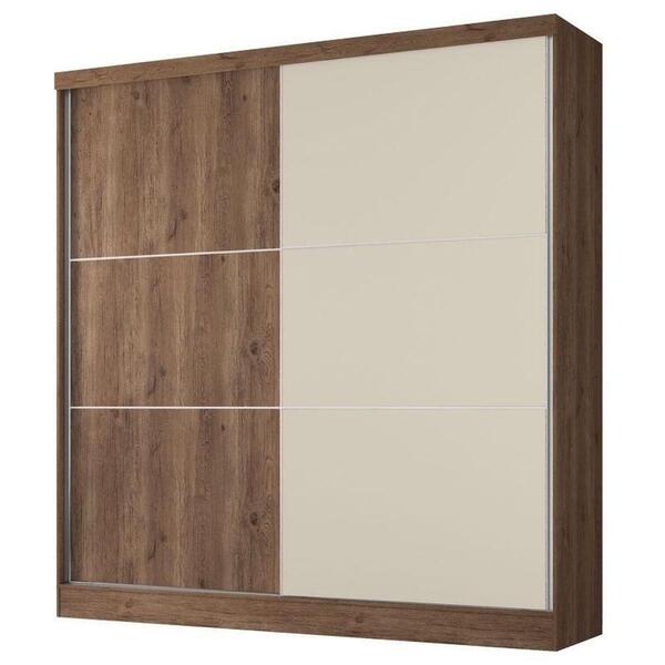 Guarda Roupa Casal 2 Portas De Correr Luna Ébano Rústico