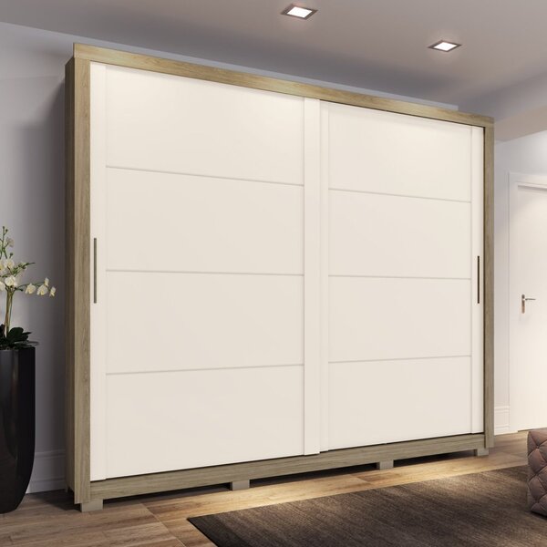 Guarda Roupa Casal 2 Portas Deslizantes 4 Gavetas Parma  Rúst