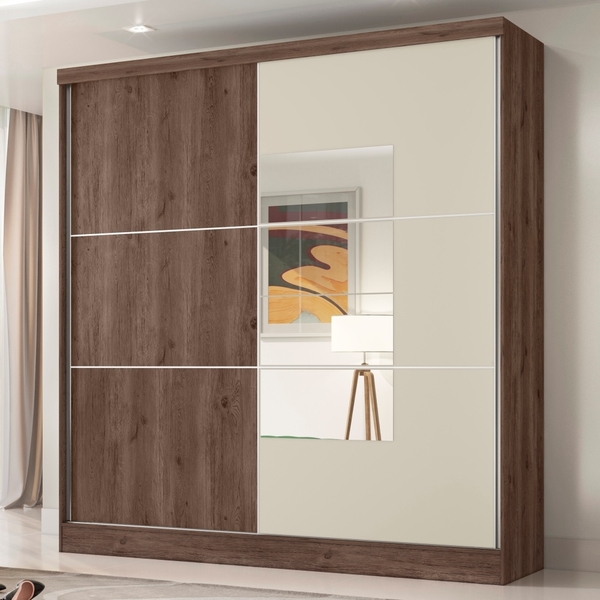 Guarda Roupa Casal 2 Portas Igor Flex Ébano Off White Com Esp