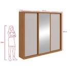 Guarda-roupa Casal 3 Portas 100% Mdf Gaia Com Espelho Amendoa