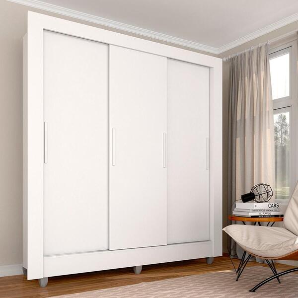 Guarda Roupa Casal 3 Portas 1 Gavetas Alice Branco - Móveis A