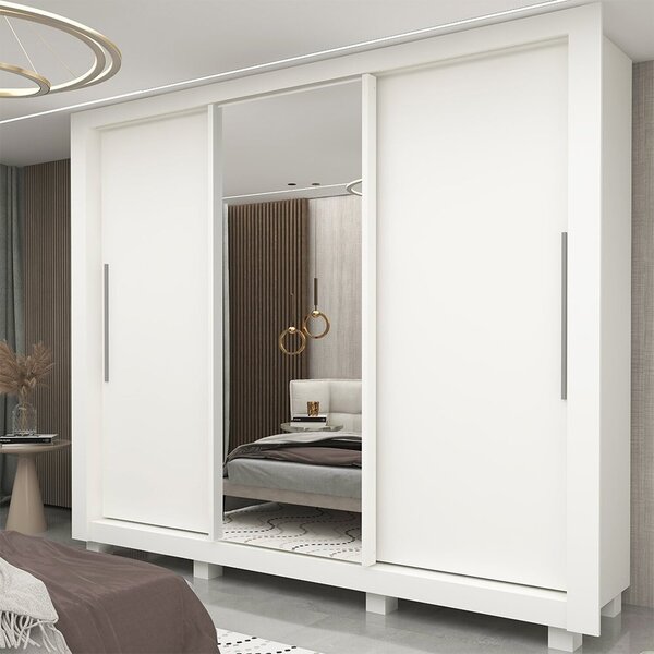 Guarda-roupa Casal 3 Portas 1 Porta Espelhada Com Pés Milão Y