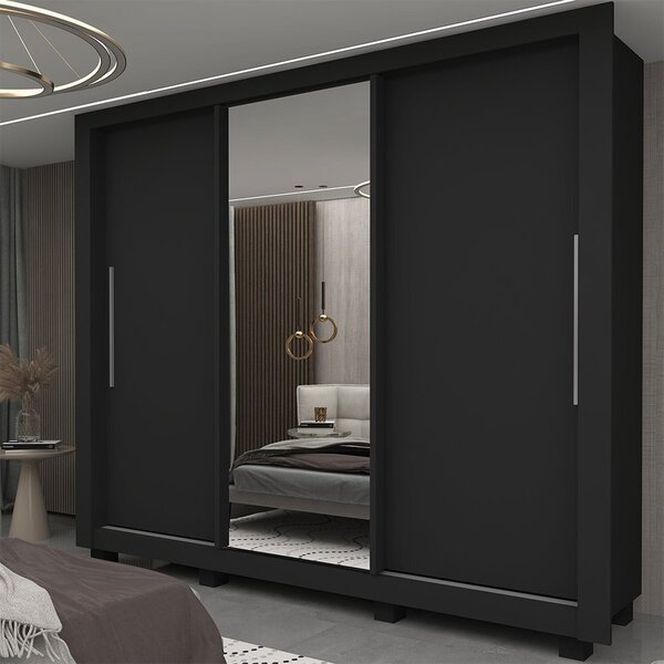 Guarda-roupa Casal 3 Portas 1 Porta Espelhada Com Pés Milão Y