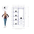 Guarda Roupa Casal 3 Portas 2 Gavetas New Primordial Branco A