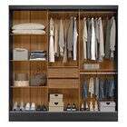 Guarda-roupa Casal 3 Portas 2 Gavetas Plata Preto/amêndola