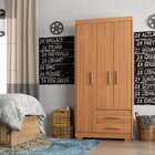 Guarda Roupa Casal 3 Portas 2 Gavetas Primacy Freijó