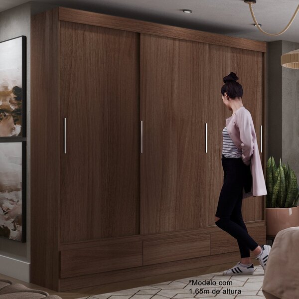 Guarda Roupa Casal 3 Portas 3 Gavetas Externas Roma Yescasa F