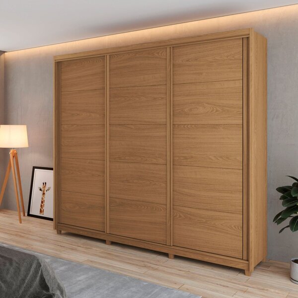 Guarda Roupa Casal 3 Portas 4 Gavetas 100% Mdf Maiorca  Freijó