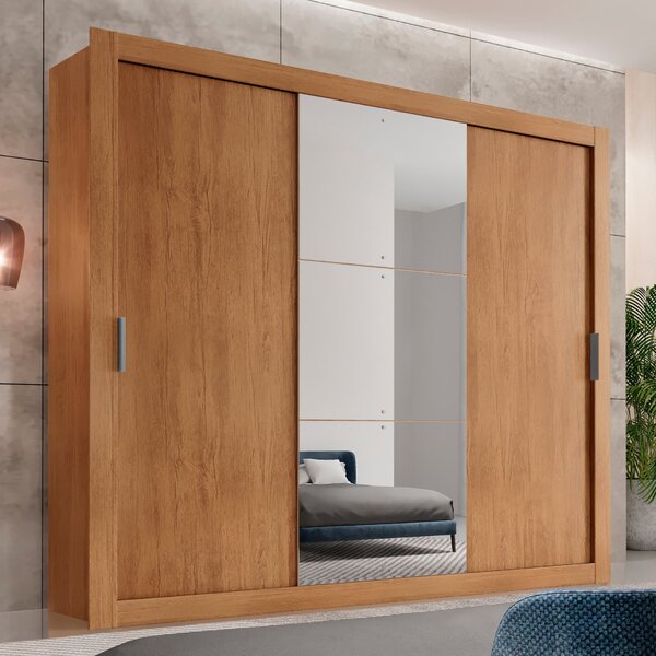 Guarda Roupa Casal 3 Portas 4 Gavetas Mdf Betha Naturalle