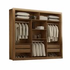 Guarda Roupa Casal 3 Portas 4 Gavetas Mdf Com Pés E Espelho B