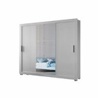 Guarda Roupa Casal 3 Portas 4 Gavetas Mdf Com Pés E Espelho B