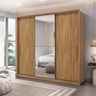 Guarda Roupa Casal 3 Portas 5 Gavetas Com Espelhos Nilo Mel