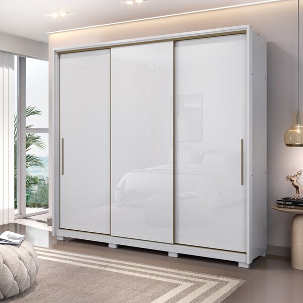 Guarda Roupa Casal 3 Portas 5 Gavetas Com Pés Nilo Branco Bri