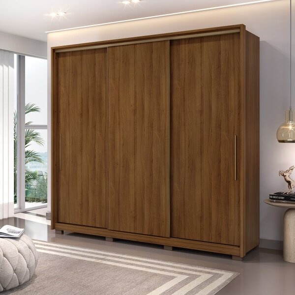 Guarda Roupa Casal 3 Portas 5 Gavetas E Pés Nilo Cacau