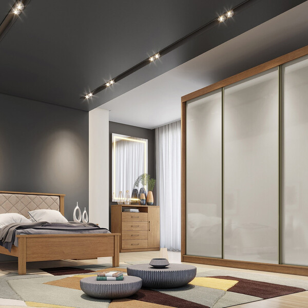 Guarda Roupa Casal 3 Portas 6 Gavetas - Diamond-cumaru Off Wh