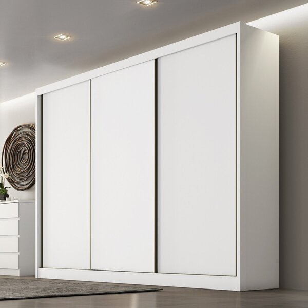 Guarda Roupa Casal 3 Portas 6 Gavetas Paris  Branco