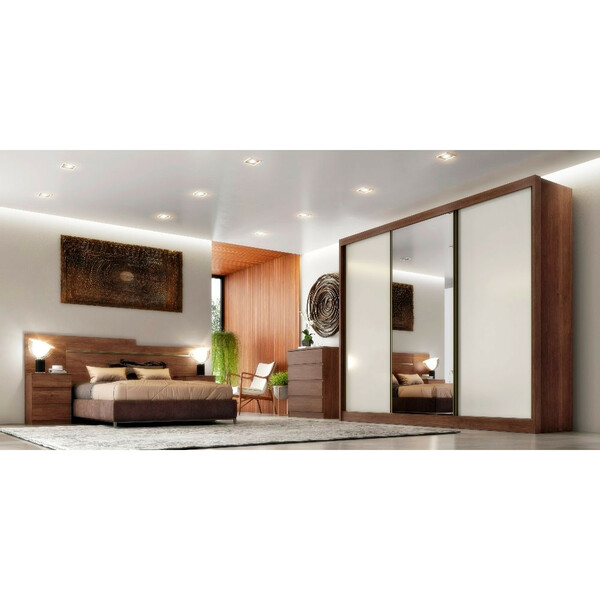 Guarda Roupa Casal 3 Portas 8 Gavetas Espelho Spazzio Novo Ho
