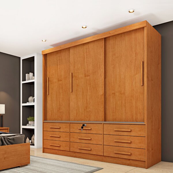 Guarda Roupa Casal 3 Portas 9 Gavetas 199cm Chicago   Cinamomo