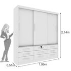 Guarda Roupa Casal 3 Portas 9 Gavetas 199cm Chicago   Neve