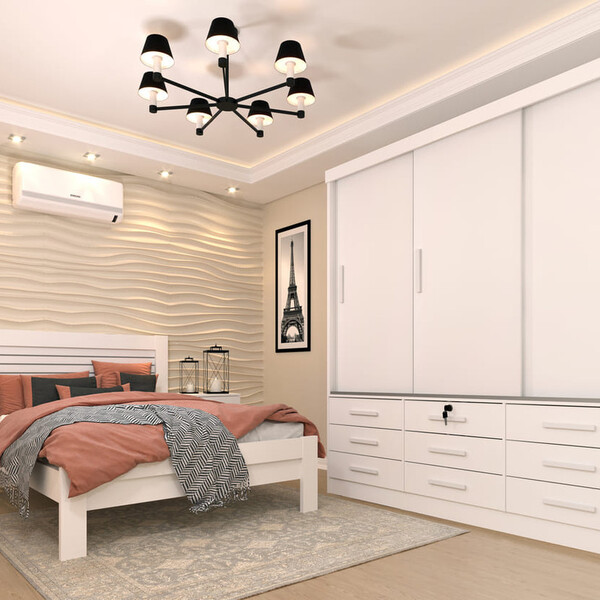 Guarda Roupa Casal 3 Portas 9 Gavetas - Chicago-neve - Tcil M