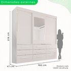 Guarda-roupa Casal 3 Portas 9 Gavetas Com Espelho Luana  Bran