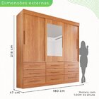 Guarda Roupa Casal 3 Portas 9 Gavetas Com Espelho Luana  Cina