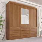 Guarda Roupa Casal 3 Portas 9 Gavetas Com Espelho Luana  Cina