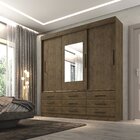 Guarda-roupa Casal 3 Portas 9 Gavetas Com Espelho Luana Sallê