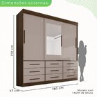 Guarda Roupa Casal 3 Portas 9 Gavetas Com Espelho Luana Savan