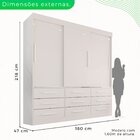 Guarda-roupa Casal 3 Portas 9 Gavetas Luana  Branco