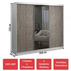 Guarda-roupa Casal 3 Portas C 1 Espelho 100% Mdf 7318e1 Branc